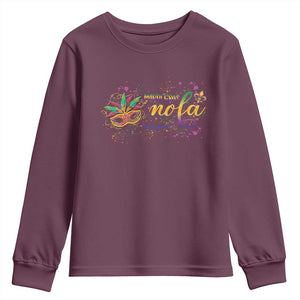 Mardi Gras Youth Sweatshirt NOLA New Orleans Louisiana TS09 Maroon Print Your Wear