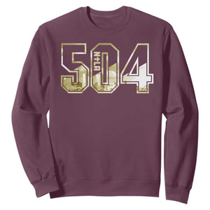 504 NOLA New Orleans Louisiana Sweatshirt TS09 Maroon Print Your Wear