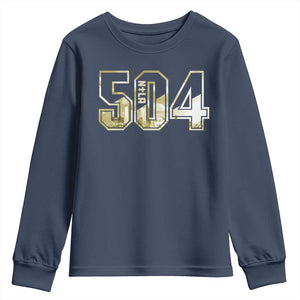 504 NOLA New Orleans Louisiana Youth Sweatshirt TS09 Navy Print Your Wear