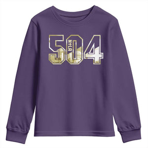 504 NOLA New Orleans Louisiana Youth Sweatshirt TS09 Purple Print Your Wear