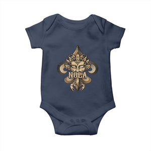 NOLA New Orleans Louisiana Baby Onesie Mardi Gras Mask Fleur De Lis TS09 Navy Print Your Wear