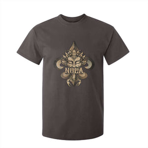 NOLA New Orleans Louisiana T Shirt For Kid Mardi Gras Mask Fleur De Lis TS09 Dark Chocolate Print Your Wear