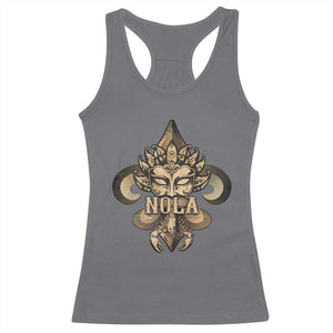 NOLA New Orleans Louisiana Racerback Tank Top Mardi Gras Mask Fleur De Lis TS09 Charcoal Print Your Wear