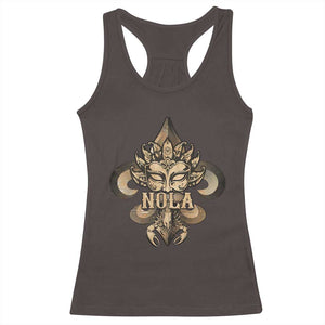NOLA New Orleans Louisiana Racerback Tank Top Mardi Gras Mask Fleur De Lis TS09 Dark Chocolate Print Your Wear