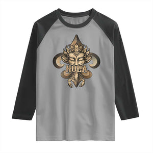 NOLA New Orleans Louisiana Raglan Shirt Mardi Gras Mask Fleur De Lis TS09 Sport Gray Black Print Your Wear
