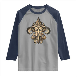 NOLA New Orleans Louisiana Raglan Shirt Mardi Gras Mask Fleur De Lis TS09 Sport Gray Navy Print Your Wear