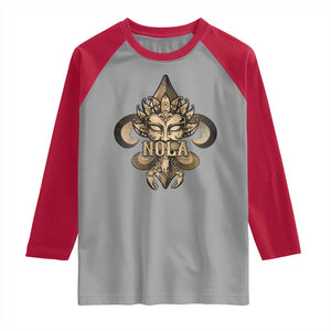 NOLA New Orleans Louisiana Raglan Shirt Mardi Gras Mask Fleur De Lis TS09 Sport Gray Red Print Your Wear