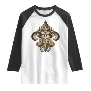 NOLA New Orleans Louisiana Raglan Shirt Mardi Gras Mask Fleur De Lis TS09 White Black Print Your Wear