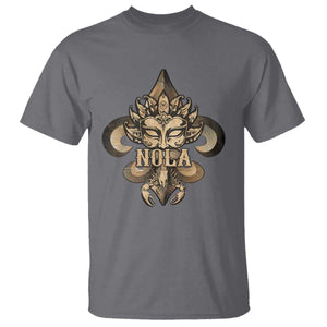 NOLA New Orleans Louisiana T Shirt Mardi Gras Mask Fleur De Lis TS09 Charcoal Print Your Wear