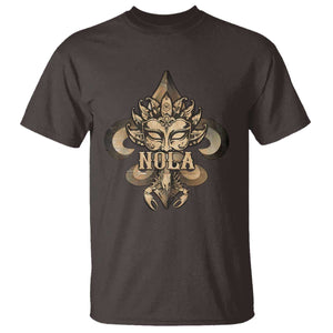 NOLA New Orleans Louisiana T Shirt Mardi Gras Mask Fleur De Lis TS09 Dark Chocolate Print Your Wear