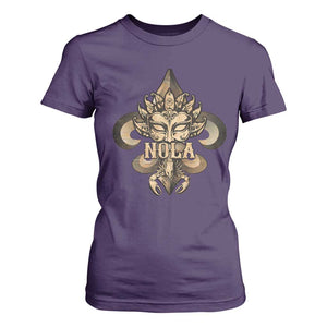 NOLA New Orleans Louisiana T Shirt For Women Mardi Gras Mask Fleur De Lis TS09 Purple Print Your Wear