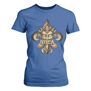 NOLA New Orleans Louisiana T Shirt For Women Mardi Gras Mask Fleur De Lis TS09 Royal Blue Print Your Wear