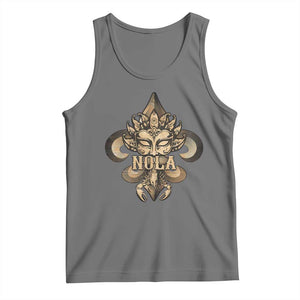 NOLA New Orleans Louisiana Tank Top Mardi Gras Mask Fleur De Lis TS09 Black Heather Print Your Wear
