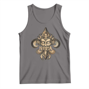 NOLA New Orleans Louisiana Tank Top Mardi Gras Mask Fleur De Lis TS09 Deep Heather Print Your Wear
