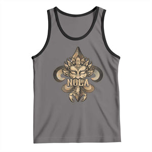 NOLA New Orleans Louisiana Tank Top Mardi Gras Mask Fleur De Lis TS09 Deep Heather Black Print Your Wear