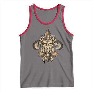 NOLA New Orleans Louisiana Tank Top Mardi Gras Mask Fleur De Lis TS09 Deep Heather Red Print Your Wear
