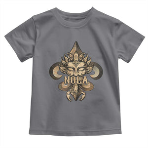 NOLA New Orleans Louisiana Toddler T Shirt Mardi Gras Mask Fleur De Lis TS09 Charcoal Print Your Wear