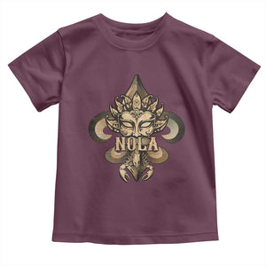 NOLA New Orleans Louisiana Toddler T Shirt Mardi Gras Mask Fleur De Lis TS09 Maroon Print Your Wear