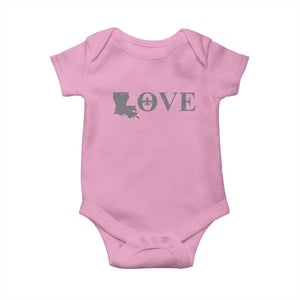LOVE Louisiana Baby Onesie Fleur De Lis LA Map TS09 Light Pink Print Your Wear