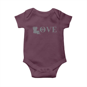 LOVE Louisiana Baby Onesie Fleur De Lis LA Map TS09 Maroon Print Your Wear