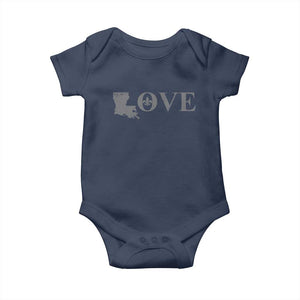 LOVE Louisiana Baby Onesie Fleur De Lis LA Map TS09 Navy Print Your Wear