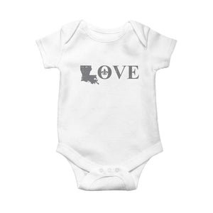 LOVE Louisiana Baby Onesie Fleur De Lis LA Map TS09 White Print Your Wear
