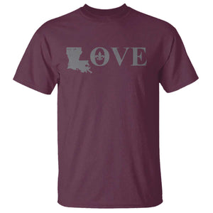 LOVE Louisiana T Shirt Fleur De Lis LA Map TS09 Maroon Print Your Wear