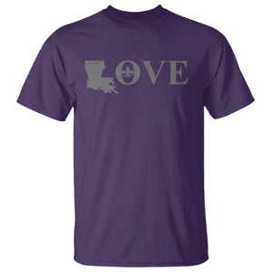 LOVE Louisiana T Shirt Fleur De Lis LA Map TS09 Purple Print Your Wear