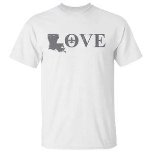 LOVE Louisiana T Shirt Fleur De Lis LA Map TS09 White Print Your Wear