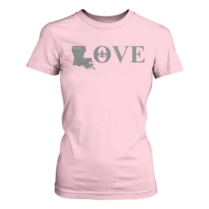 LOVE Louisiana T Shirt For Women Fleur De Lis LA Map TS09 Light Pink Print Your Wear