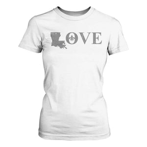 LOVE Louisiana T Shirt For Women Fleur De Lis LA Map TS09 White Print Your Wear