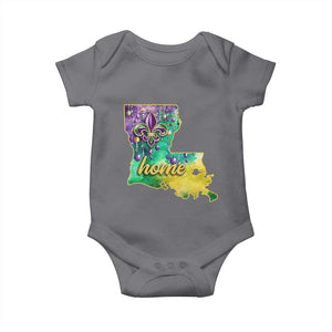 Home Louisiana Baby Onesie Mardi Gras Fleur De Lis LA Map TS09 Charcoal Print Your Wear
