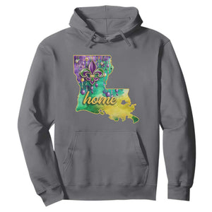 Home Louisiana Hoodie Mardi Gras Fleur De Lis LA Map TS09 Charcoal Print Your Wear
