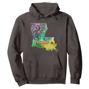 Home Louisiana Hoodie Mardi Gras Fleur De Lis LA Map TS09 Dark Chocolate Print Your Wear