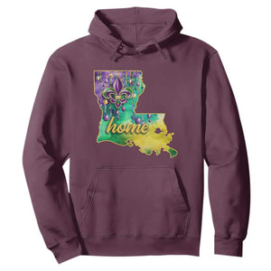 Home Louisiana Hoodie Mardi Gras Fleur De Lis LA Map TS09 Maroon Print Your Wear