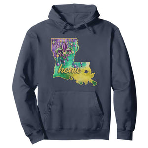 Home Louisiana Hoodie Mardi Gras Fleur De Lis LA Map TS09 Navy Print Your Wear