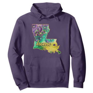 Home Louisiana Hoodie Mardi Gras Fleur De Lis LA Map TS09 Purple Print Your Wear