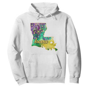 Home Louisiana Hoodie Mardi Gras Fleur De Lis LA Map TS09 White Print Your Wear