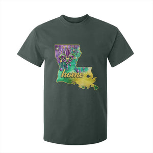 Home Louisiana T Shirt For Kid Mardi Gras Fleur De Lis LA Map TS09 Dark Forest Green Print Your Wear