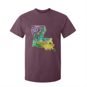 Home Louisiana T Shirt For Kid Mardi Gras Fleur De Lis LA Map TS09 Maroon Print Your Wear