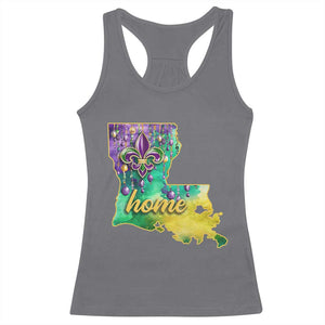 Home Louisiana Racerback Tank Top Mardi Gras Fleur De Lis LA Map TS09 Charcoal Print Your Wear
