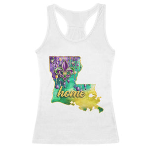 Home Louisiana Racerback Tank Top Mardi Gras Fleur De Lis LA Map TS09 White Print Your Wear