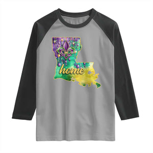 Home Louisiana Raglan Shirt Mardi Gras Fleur De Lis LA Map TS09 Sport Gray Black Print Your Wear