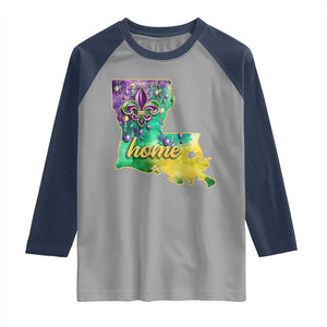 Home Louisiana Raglan Shirt Mardi Gras Fleur De Lis LA Map TS09 Sport Gray Navy Print Your Wear