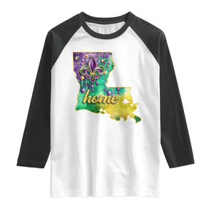 Home Louisiana Raglan Shirt Mardi Gras Fleur De Lis LA Map TS09 White Black Print Your Wear