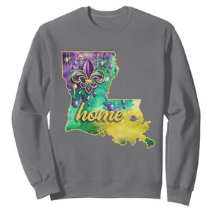 Home Louisiana Sweatshirt Mardi Gras Fleur De Lis LA Map TS09 Charcoal Print Your Wear