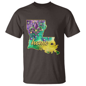 Home Louisiana T Shirt Mardi Gras Fleur De Lis LA Map TS09 Dark Chocolate Print Your Wear