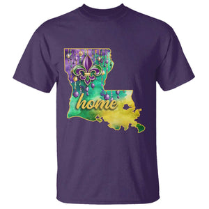 Home Louisiana T Shirt Mardi Gras Fleur De Lis LA Map TS09 Purple Print Your Wear