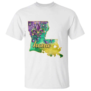 Home Louisiana T Shirt Mardi Gras Fleur De Lis LA Map TS09 White Print Your Wear