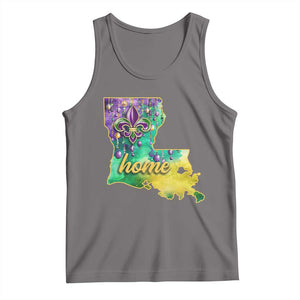 Home Louisiana Tank Top Mardi Gras Fleur De Lis LA Map TS09 Deep Heather Print Your Wear